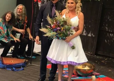 Alex and Melinda in Olivia dyed lavender