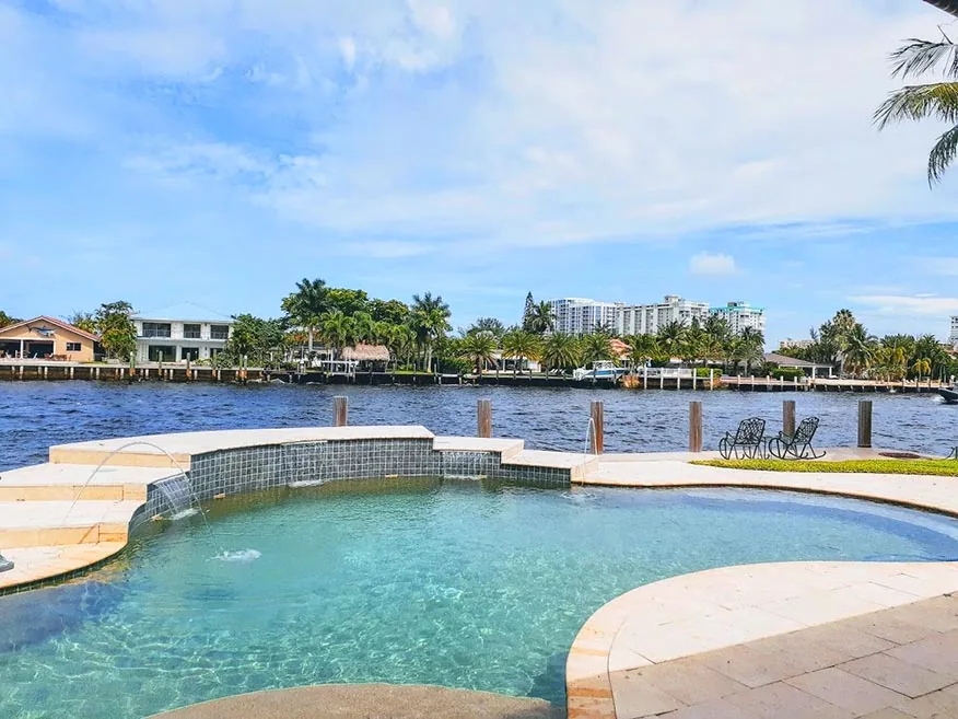 Angela Nuran's pool with view of Intracoastal Waterway