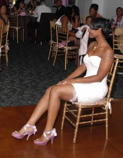 Angela Nuran customer wearing bridal shoes