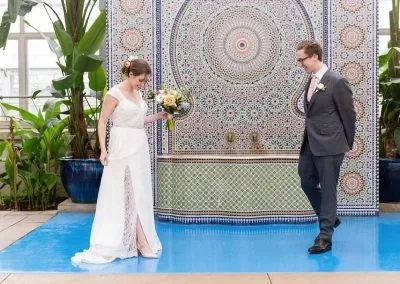 Chas & Louise in Milonga Brocade dyed, silk ribbons, Shanti Knight Photography