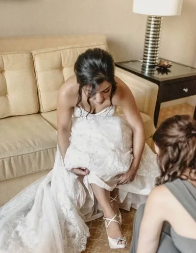 Angela Nuran customer wearing bridal shoes
