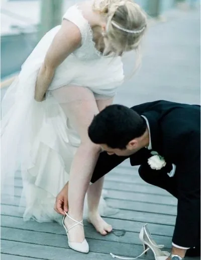 Angela Nuran customer wearing bridal shoes