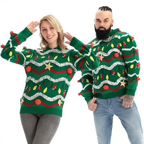 LED Ugly Christmas Sweater for Men, Unisex Women