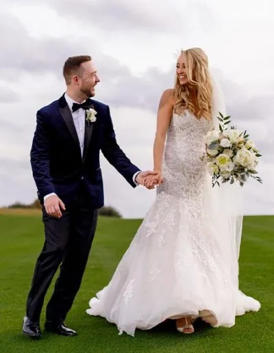 Michael & Heather wearing Antique with T-straps