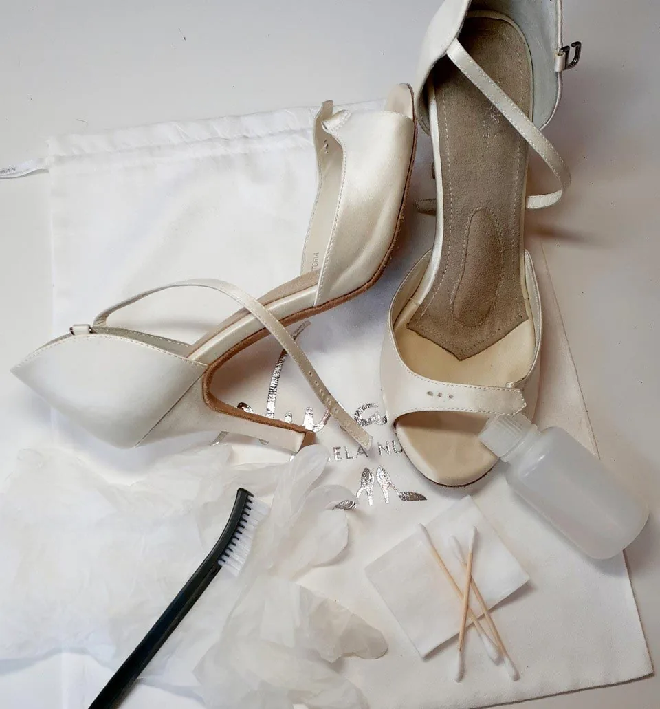 Worn old Astoria shoes after cleaning using Angela Nuran Shoe Cleaning Kit.