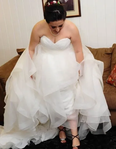 Angela Nuran customer wearing bridal shoes